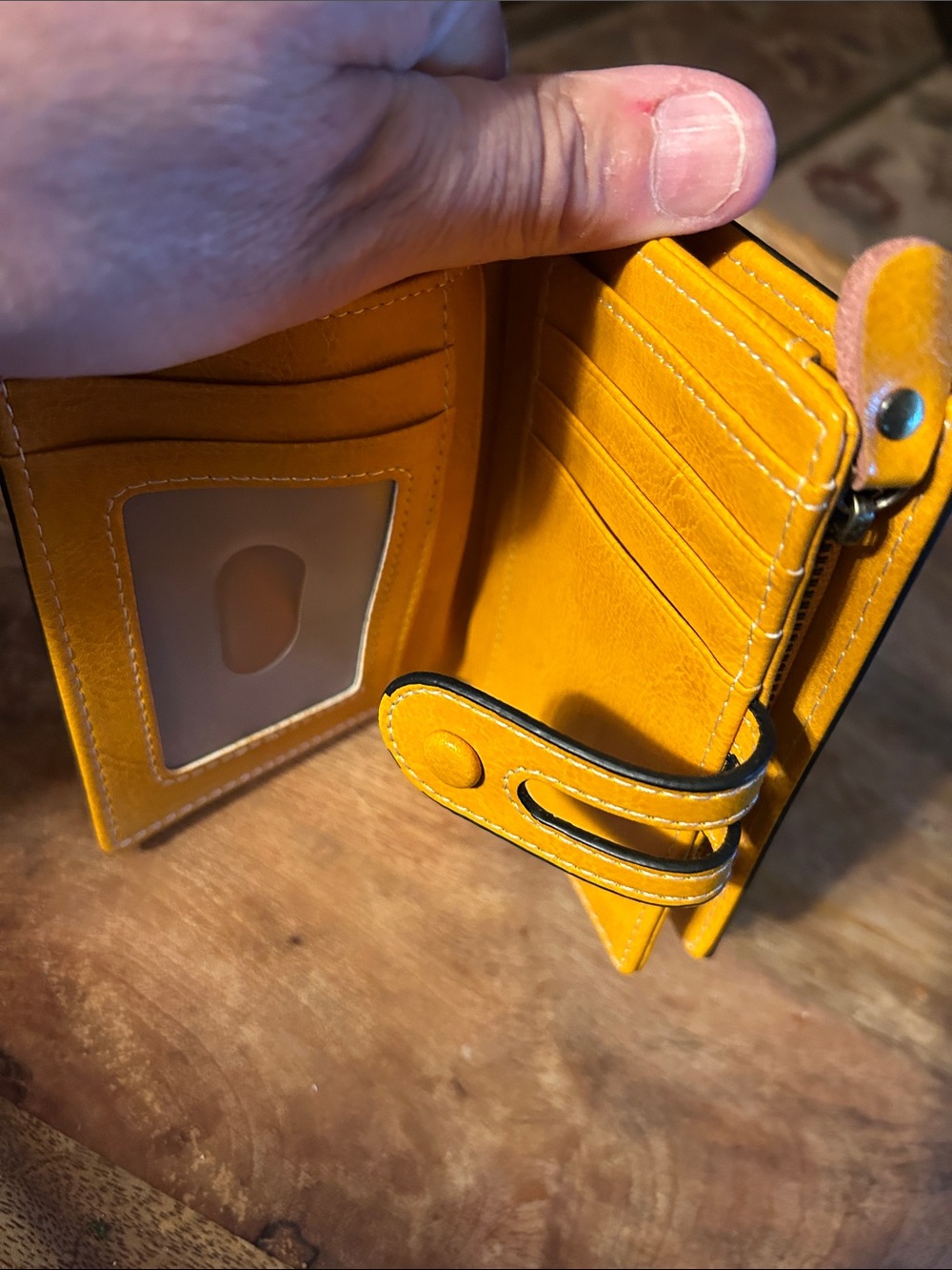 Anne Klein Yellow Leather Snap Card Holder - Picture 3 of 10